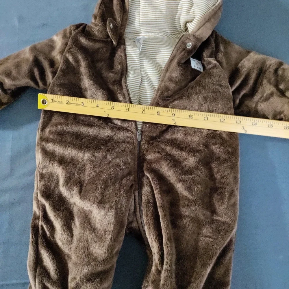 Carters Baby Bunting Outwear Hooded Footed Zip Up‎ Brown Moose Reindeer 6M Plush